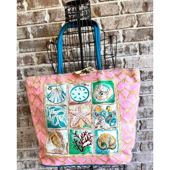 VTG NWT Fun in the Sun Canvas Tote Bag Beach Seashell Sanddollar Vacatio… - Picture 4 of 11
